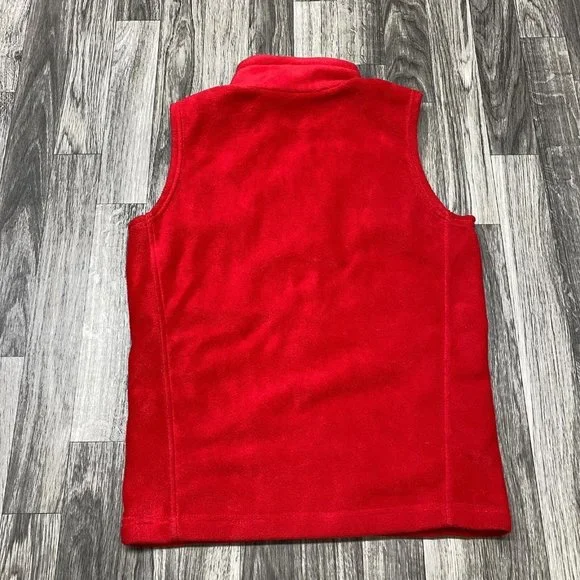 ATHLETA Full Zip Up Sleeveless Mock Neck Red Fleece Vest Youth Size Medium